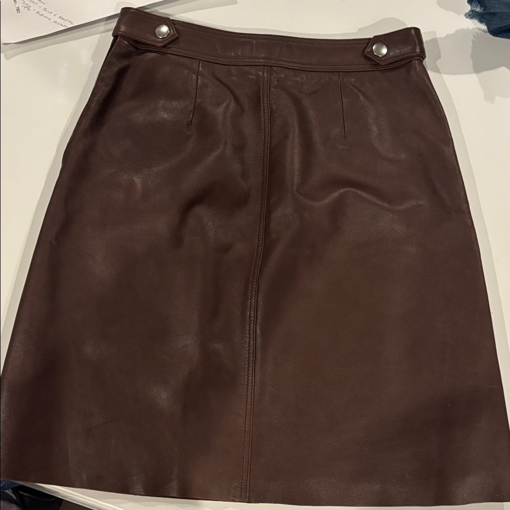 Weekend Max Mara Brown Leather Skirt - Picture 4 of 5
